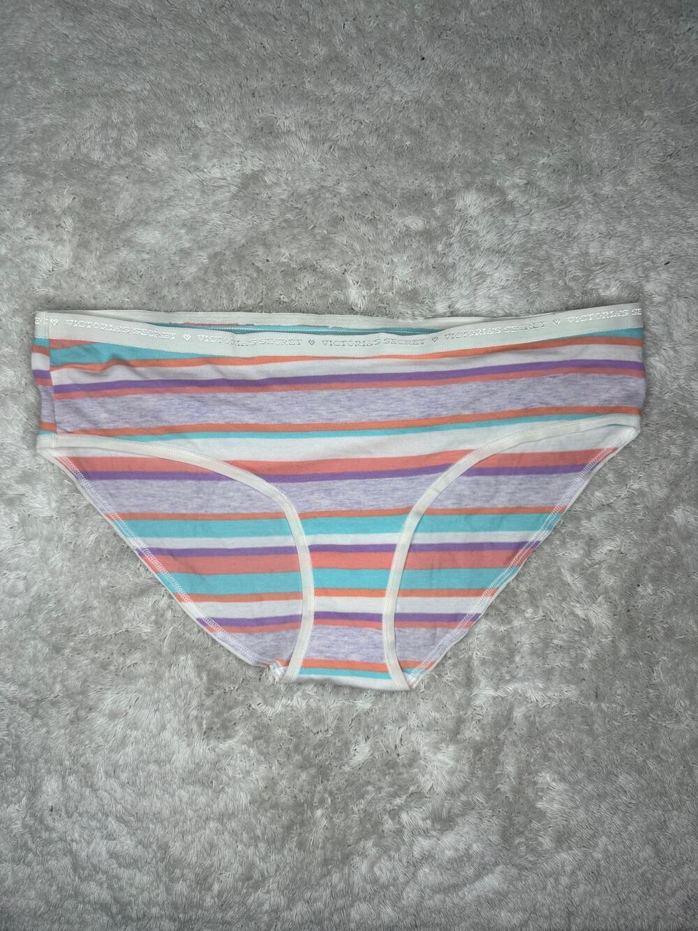 NWT Victoria’s Secret Low Rise Hiphugger Pastel Stripe Panty Large 2014